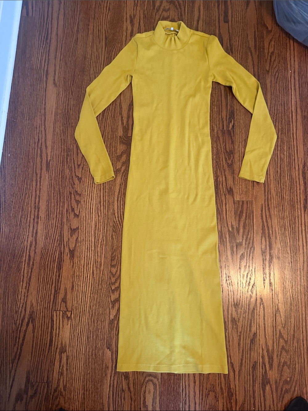 Pam & Gela Mustard Long-Sleeve Maxi Dress with Mock Neck